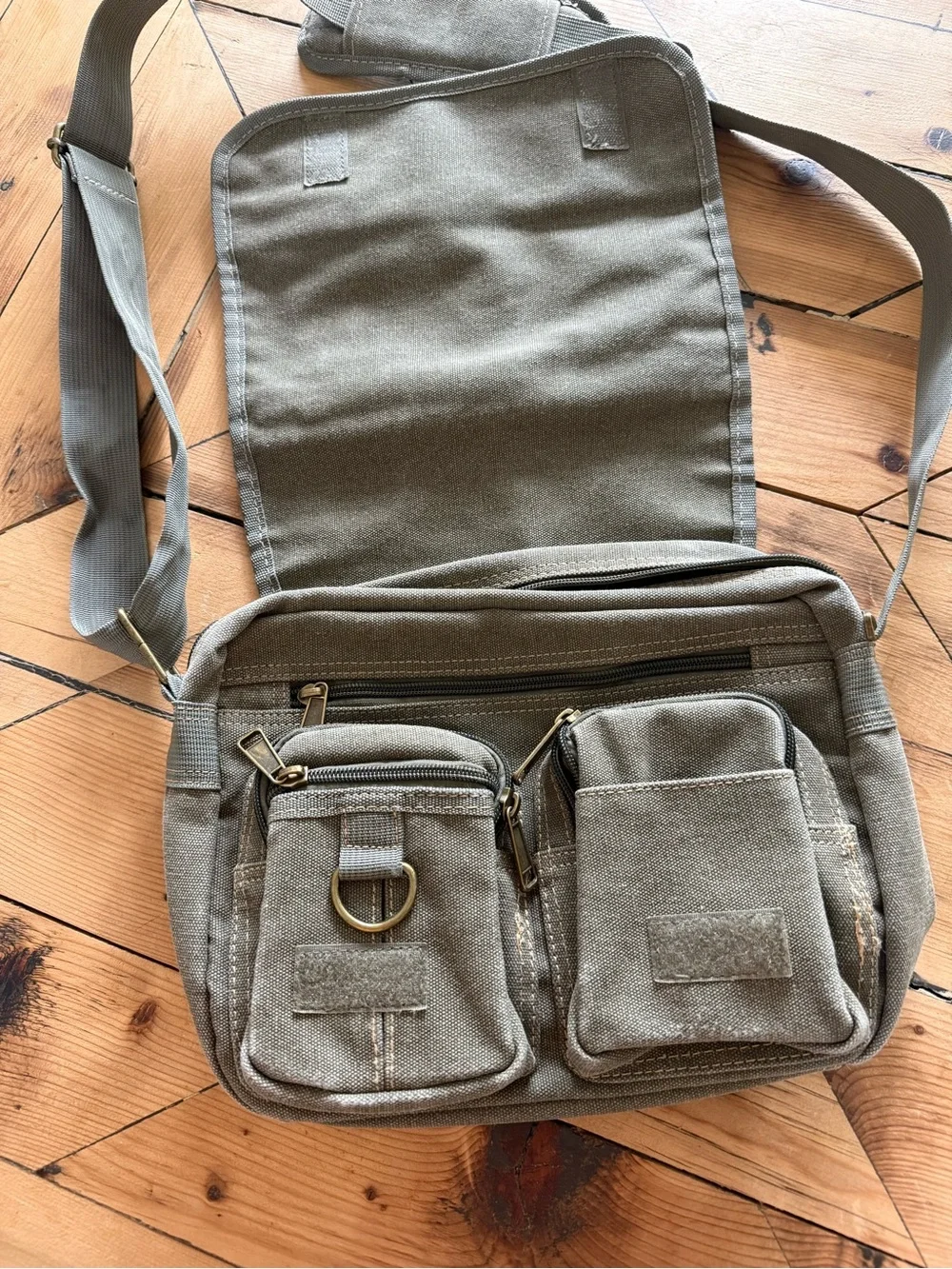Canvas Crossbody Messenger Bag for Men or Women - Olive Green